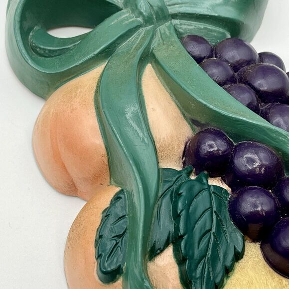 Set 2 VTG 1995 Home Interiors Burwood Mixed Fruit Wall Hanging Decoration 9"x4" - Picture 5 of 8